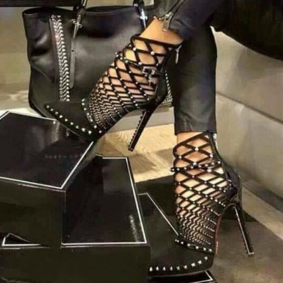 Shoes - Criss Cross Cage Stiletto Heels